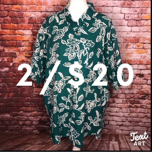 Chaps Other - Chaps Ralph Lauren Green and White Hawaiian Shirt